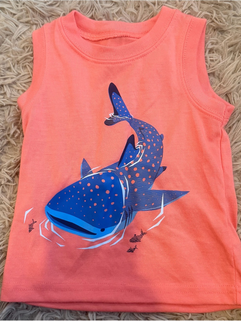 Carter's Coral Tank Top with Blue Whale Shark Graphic